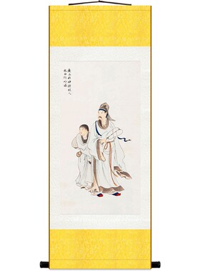 李白诗意图 太白行吟图 故人西辞黄鹤楼人物画像卷轴挂画装饰字画