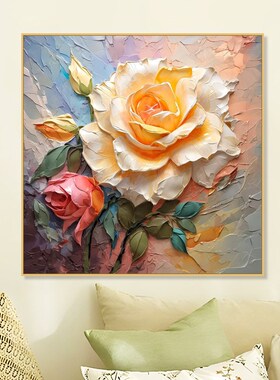 直供【子艺】diy数字油画花卉奶油风手工客厅简约玫瑰装饰画