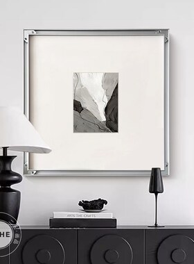 渐灰 极简黑白抽象玄关装饰画简约现代餐厅挂画艺术高级感反框画