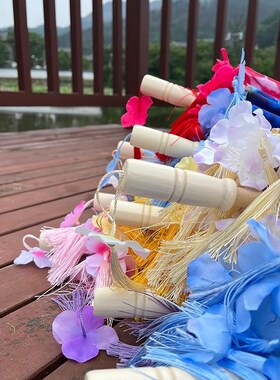 古风花瓣流苏伞绸布伞拍照汉服伞道具舞蹈伞古典油纸伞走秀演出伞