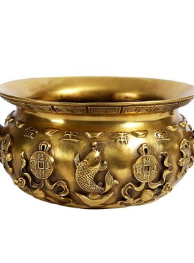 大仕缘 铜工艺品家居招财摆件五路财I神仿古聚宝盆开业乔迁礼品