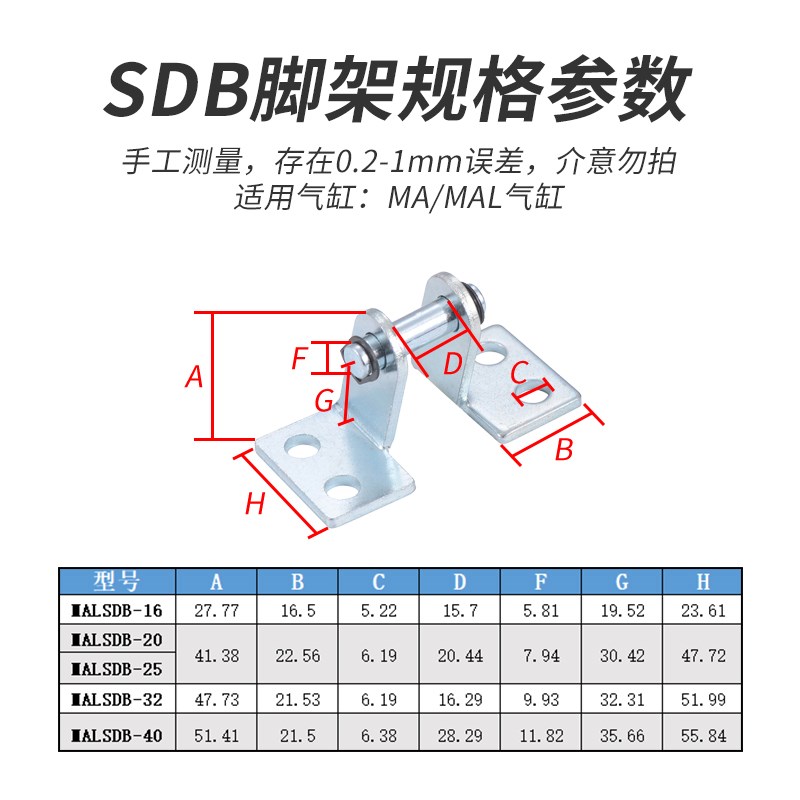 MA MAL迷你气缸附件固定支架LB-16/20/25/32/40尾架SDB - 图1