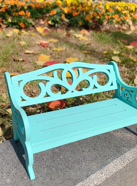 花园阳台庭院微景观木质小椅子A摆设客厅玄关装饰摆件吊脚娃娃坐