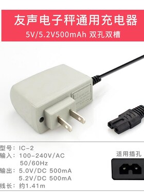 电子秤充电器吊磅计价称8八字电源线三插单双槽2孔圆头佰伦斯友声