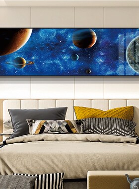 炫酷宇宙太空星球装饰画主题酒店客房挂画卧室床头Y房间有框壁画