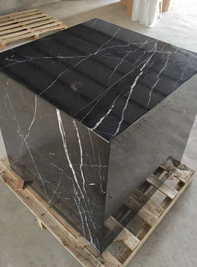 酒店大厅雕塑摆台天然黑白根大y理石底座摆件玄关落地工艺品展示