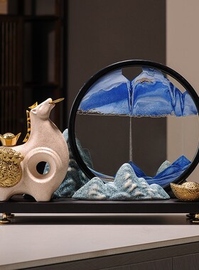 马上有钱流沙画摆件玄关酒柜办公室马到成功装饰T品开业礼物新中