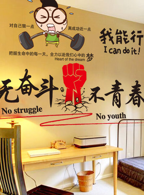 励志贴纸墙贴网红租房改造房间布置装饰床头背景T贴画墙纸壁纸自