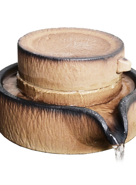 招财时来运转石磨流水摆件陶瓷水磨鱼缸石槽搭配R磨盘庭院装饰水