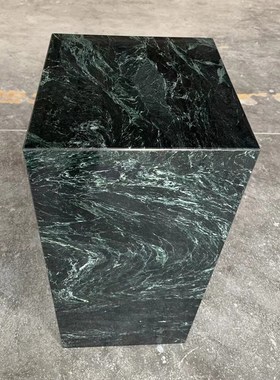 天然大花绿大理石花盆底座入户进门玄关高级感摆件落W地装饰雕塑