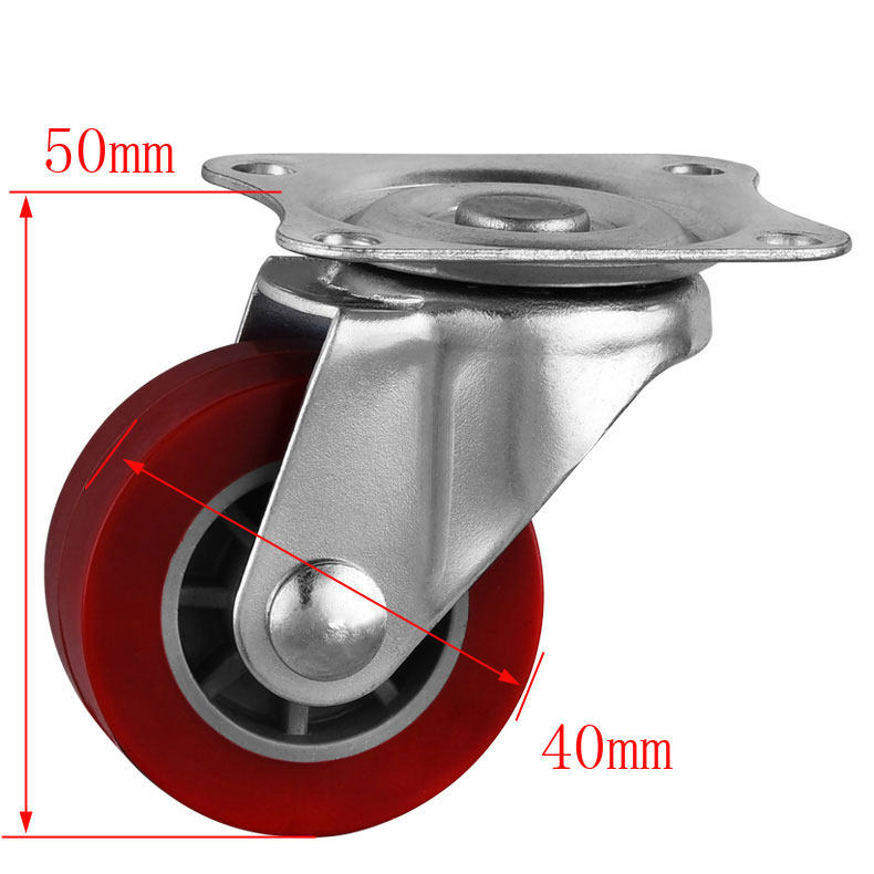 1.5寸枣红PU活动柜万向轮高度5cm家居电器聚氨酯静音轮子38x17mm,淘宝优惠券,粉丝福利购,淘宝优惠卷