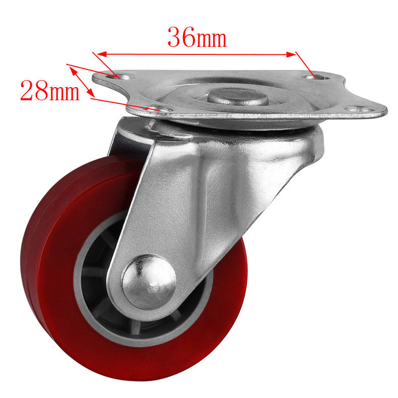1.5寸枣红PU活动柜万向轮高度5cm家居电器聚氨酯静音轮子38x17mm,淘宝优惠券,粉丝福利购,淘宝优惠卷