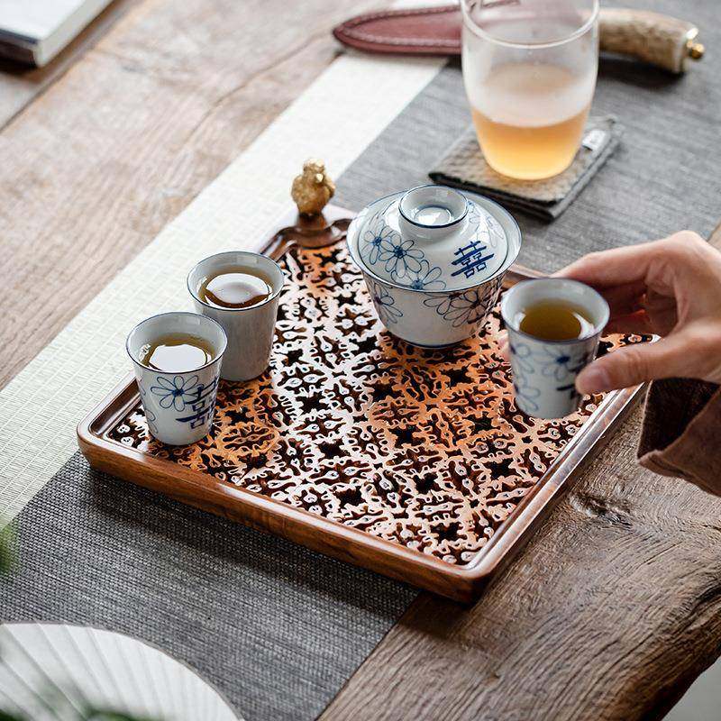 中式核桃黑胡桃木茶盘复古风干泡台家用小茶台创意托盘方形小茶具,淘宝优惠券,粉丝福利购,淘宝优惠卷