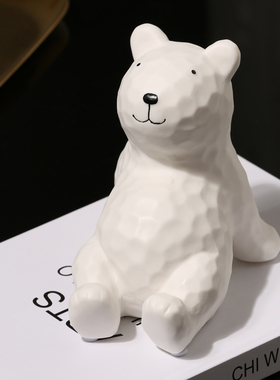 陶瓷熊小摆件g客厅装饰品摆件简约创意桌面卧室茶几家居饰品