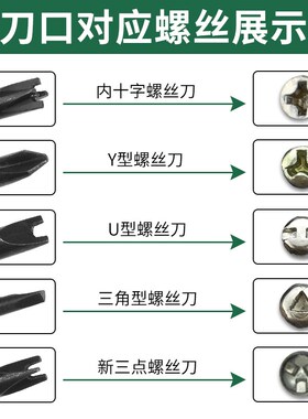 插座专用异形螺丝刀起子工具磁性异型三角形U型Y型内十字人字改锥