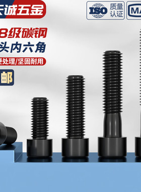 黑色8.8级高强度杯头内六角螺栓圆柱头螺丝钉螺杆M4M5M6M8M10M12