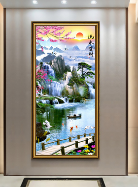 中国风新中式江南k街景玄关墙面自粘壁画过道墙贴纸墙壁画装饰墙
