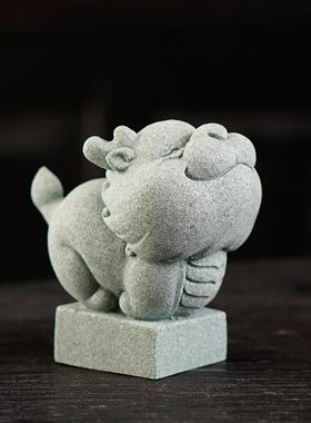 桌面茶宠件青沙石飞摆天小神龙创家居意可爱吉祥招财鱼缸景装MHU