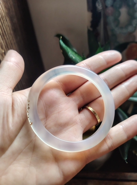 49-50圈口天然玛瑙手镯女款冰种白月光玉镯子送女友闺蜜生日礼物