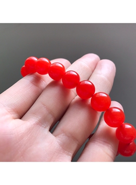 私藏天然原色无优化南红玛瑙手链精品满色樱桃红女款9.5mm