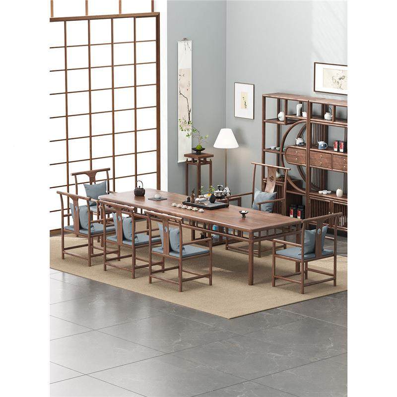 新中式南桌木美胡桃泡公茶桌椅组IBU合客厅茶办室茶水桌茶台餐桌,淘宝优惠券,粉丝福利购,淘宝优惠卷