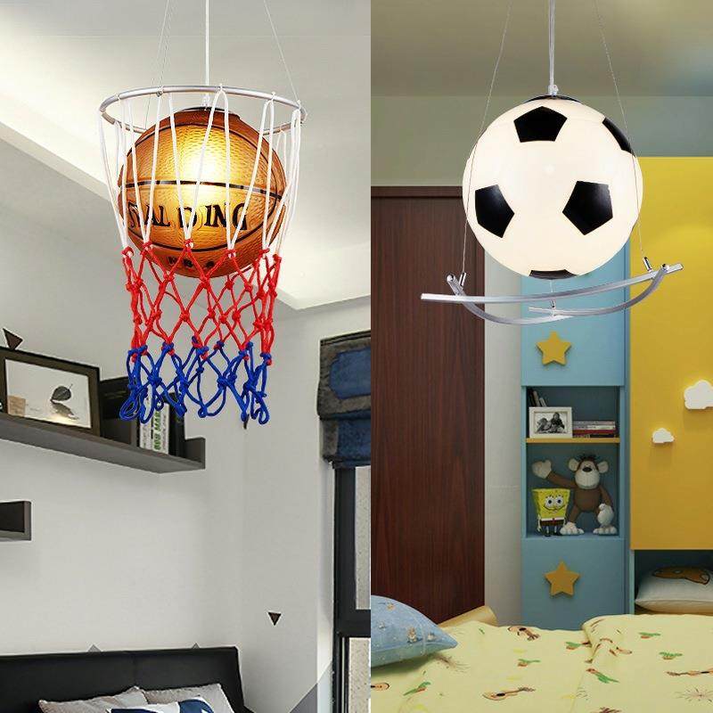 跨创意足球吊灯吊灯个儿童房玻璃灯卧室过道主题球餐性厅灯篮境吊,淘宝优惠券,粉丝福利购,淘宝优惠卷