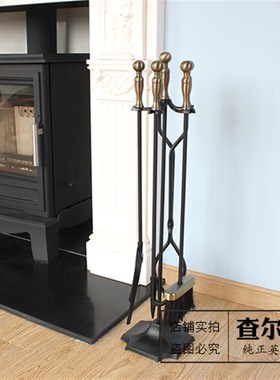 火炉操作工具 真火木壁炉工具套装 壁炉配饰摆件 Y火钳火钩灰铲