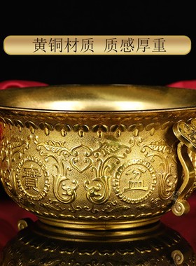 纯铜聚宝盆摆件做生意商铺公司前台收银台会客室桌面Y客厅家居装