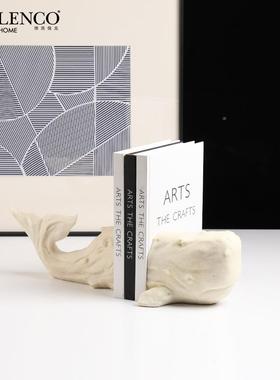 现代极简砂挡岩抽象特鲸鱼书别墅办公室书桌面书靠新奇装柜饰FC-S