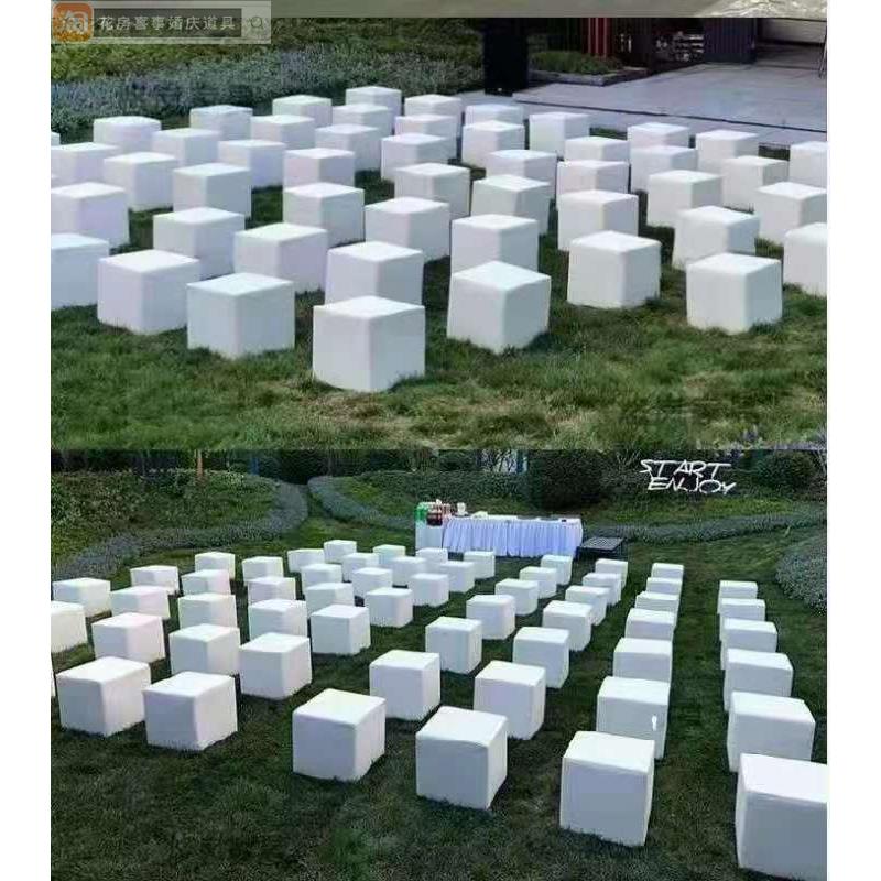 户皮外礼吐司凳商业活动婚拓展方凳NGR婚白色沙发凳庆凳子白色方 - 图0