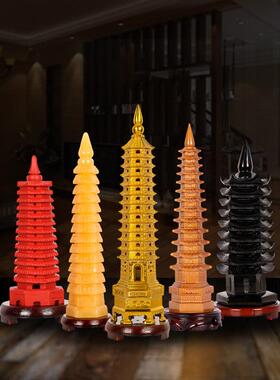 纯黄铜文昌塔旗舰店摆件9九层13十三层的玉石水晶朱砂桃木质学生