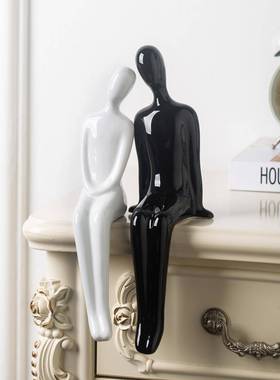 电视背景墙坐姿摆件轻奢高档软装家居客厅酒柜电视柜玻璃柜装饰品