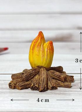 木材小火堆火把火苗火焰篝火微景观盆景造景装饰迷你diy树脂摆件