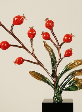 珐琅彩水晶摆件工艺品家居摆设客厅玄关酒柜电视柜V装饰品乔迁礼