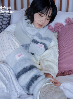 RockfishWeatherwear26秋冬新品条纹保暖堆堆袜套女复古毛线腿套