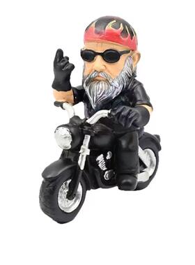 Middle Finger Biker Uncle Figurine有趣的摩托车中指侏儒摆件