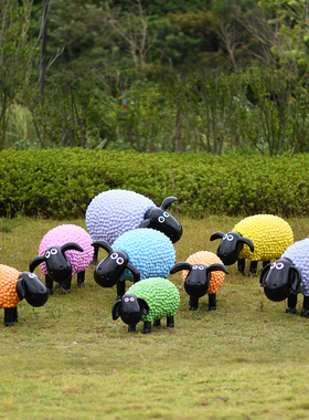 户外卡通a羊玻璃钢雕塑景观幼儿园花园林庭院装饰落地大型摆件模