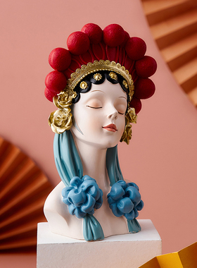 国潮京剧艺术摆件创意家居u客厅电视柜桌面装饰品轻奢玄关酒柜摆