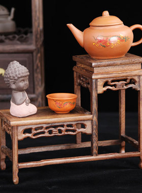 红木紫砂壶架茶具k架小博古架摆件置物架鸡翅木多宝阁创意家居饰