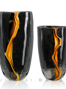 高档水晶花瓶花器花艺样板间餐桌餐柜客厅O敞口玻璃琉璃花插摆件