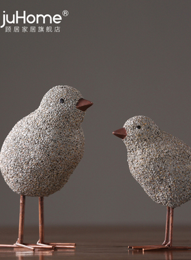 砂岩质感树脂小鸡摆件创意北w欧简约摆设家居儿童房样板间软装饰