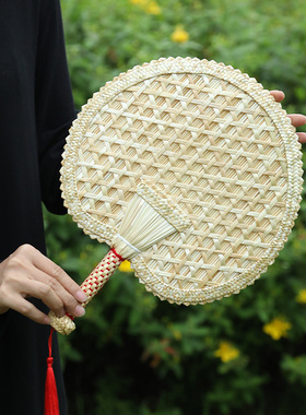蒲扇夏季草编扇怀l旧大号麦秸手摇圆形芭蕉扇宝宝纳凉驱蚊扇子小
