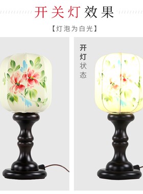 红木新中式台灯古典布艺实木灯具A红木装饰大气卧室床头客厅书房