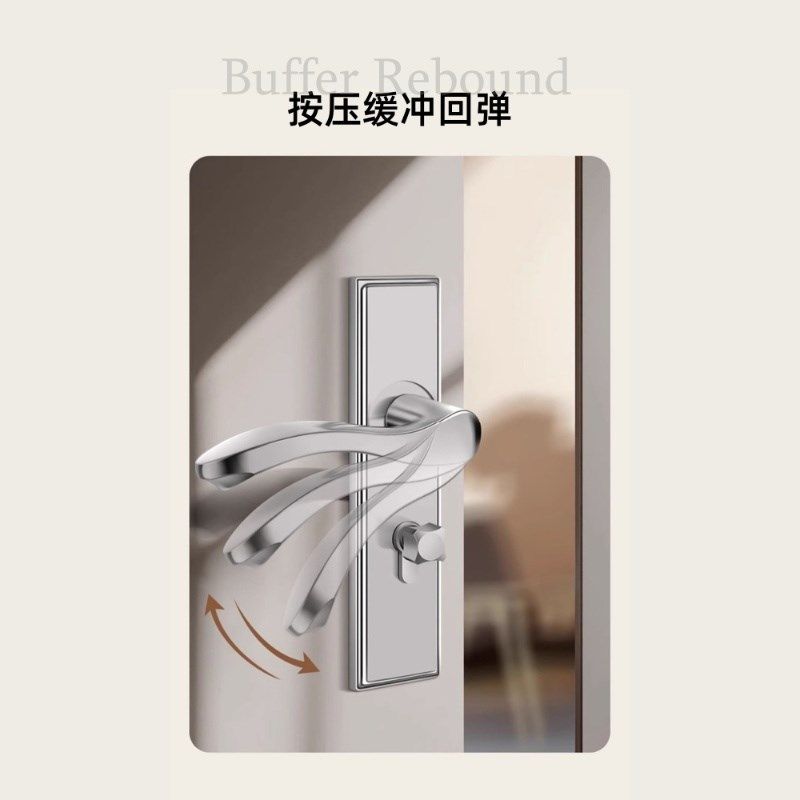 卧室房门锁e家用通用型老式室内木门不锈钢锁芯门把手手柄全套整 - 图1