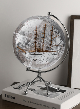 透明地球仪摆件轻奢高档家v居客厅酒柜电视柜书房办公室桌面装饰