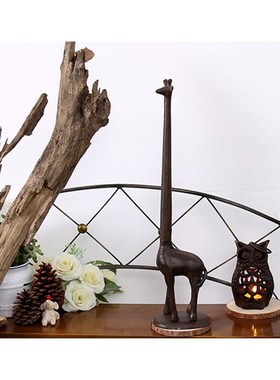 复艺欧式长颈鹿铁艺铁制工艺品玄关客厅电视柜摆件U酒柜装饰品摆