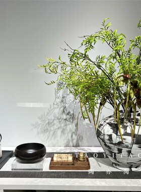 侘寂新中式刷银色茶具茶t桌茶室组合陈设样板间酒店礼盒摆件