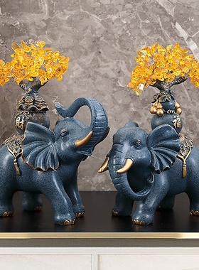 招财大象摆件乔迁开业礼物送朋友玄关办公室客厅酒柜X电视柜装饰