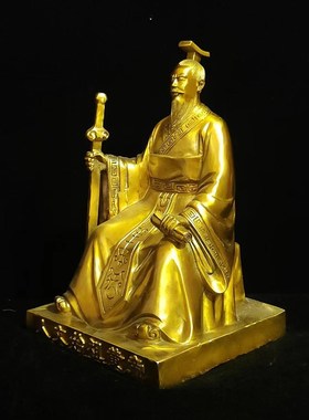 纯铜轩辕黄帝传统人文初祖神像五帝之首工艺品炎帝V像黄铜供奉摆