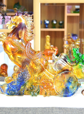 琉璃马摆件白菜工艺品办公室客厅玄关招财装饰品摆设X乔迁开业礼